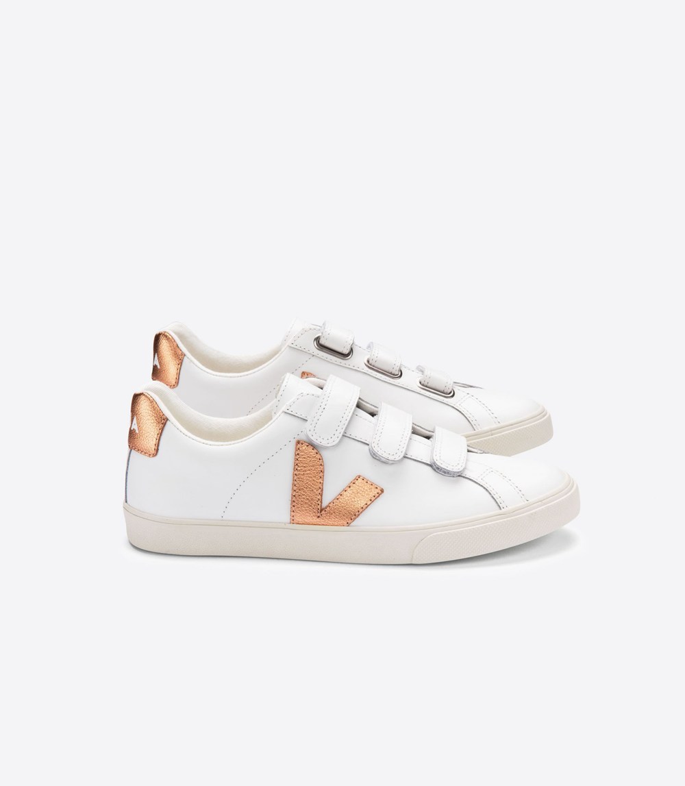 Tenis Veja Mujer - 3-Lock Cuero - Blancos - 540UEFHQJ